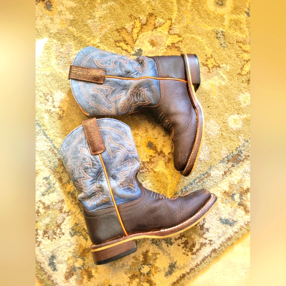 Anderson Bean Brown and Blue Cowboy Western Boots Kids - Picture 6 of 7